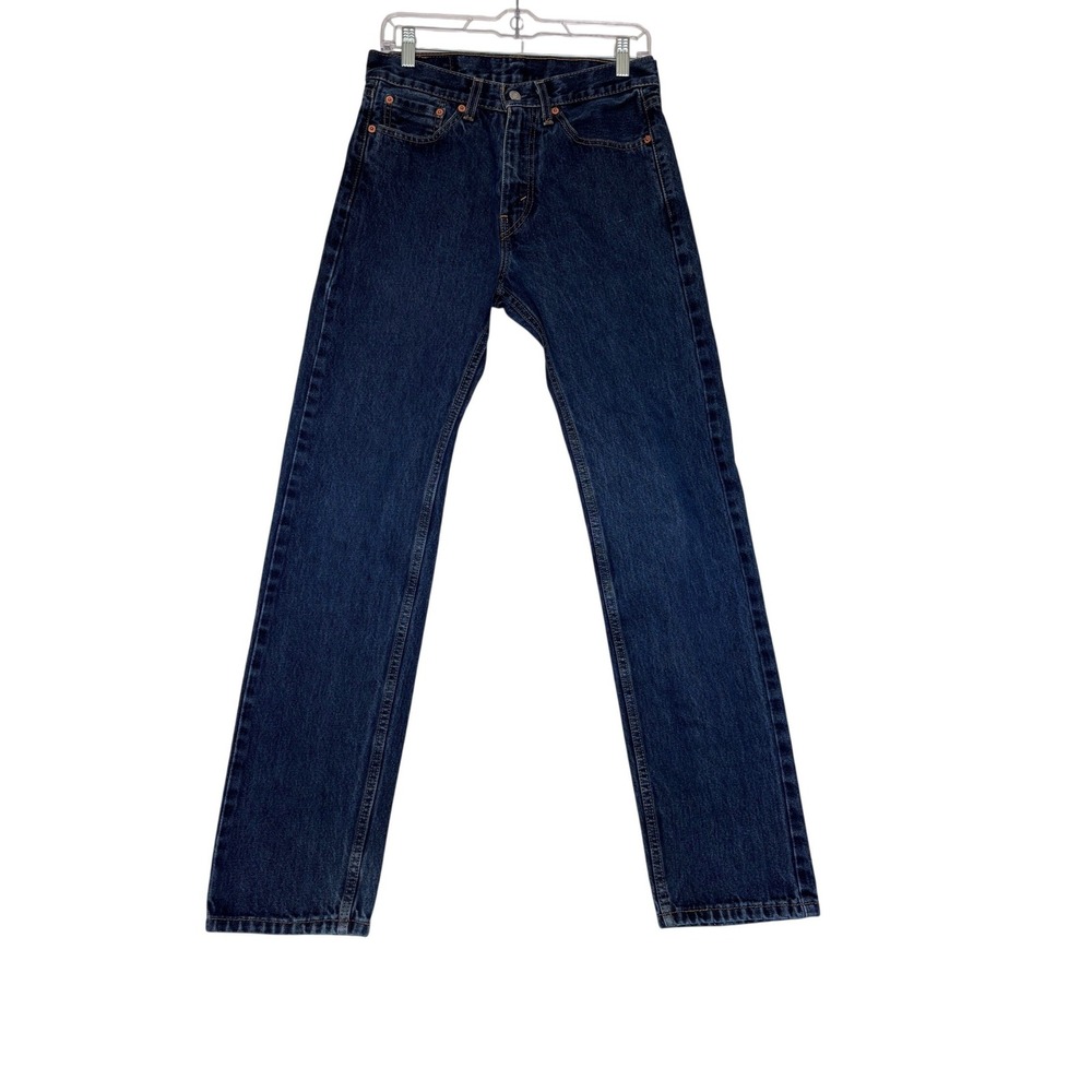 Levis 505 Regular Fit Straight Leg Jeans Dark Wash Denim Mens 29x34